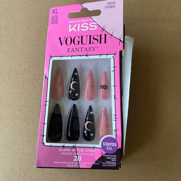 KISS Voguish Fantasy Glow in the Dark Stiletto Press on Nails - Picture 2 of 7